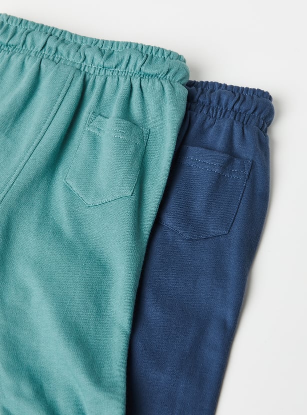Boys Solid Cargo Joggers - Pack of 2
