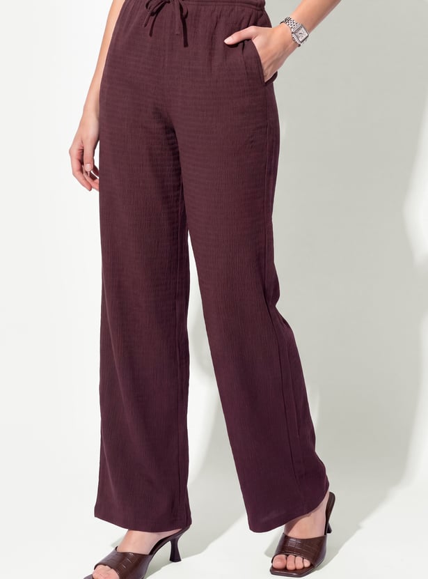 URB_N Women Textured High-Rise Trousers