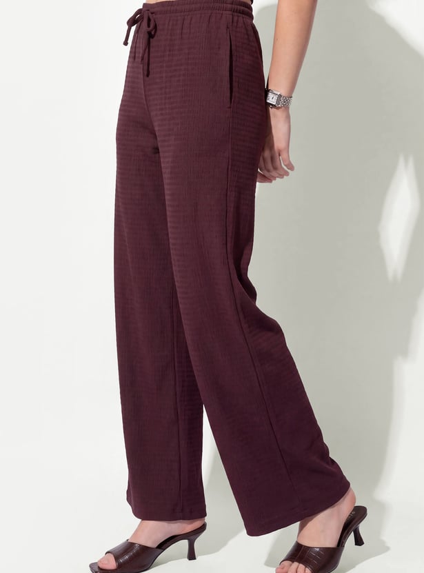 URB_N Women Textured High-Rise Trousers