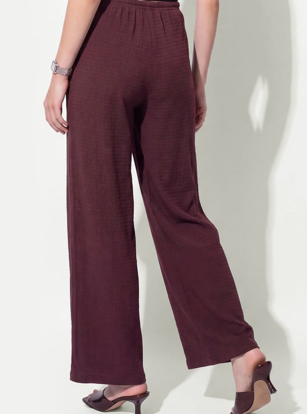 URB_N Women Textured High-Rise Trousers