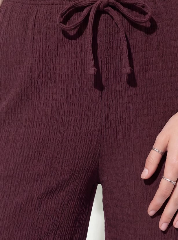 URB_N Women Textured High-Rise Trousers