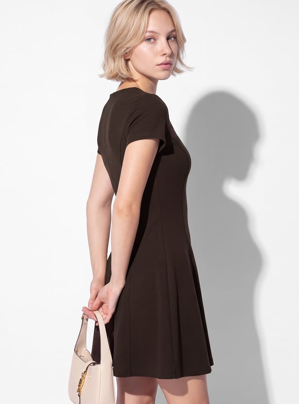 Women Solid Fit & Flare Dress