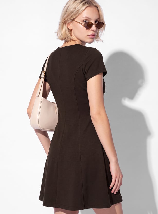 Women Solid Fit & Flare Dress