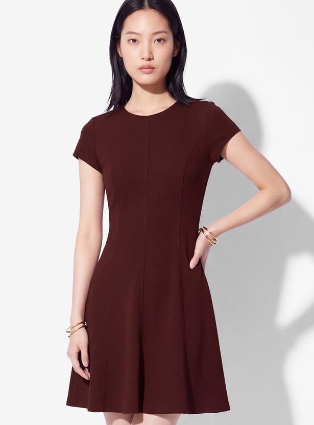 Women Solid Fit & Flare Dress