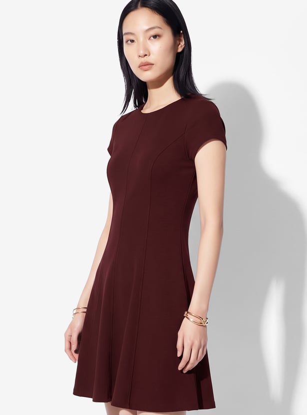 Women Solid Fit & Flare Dress
