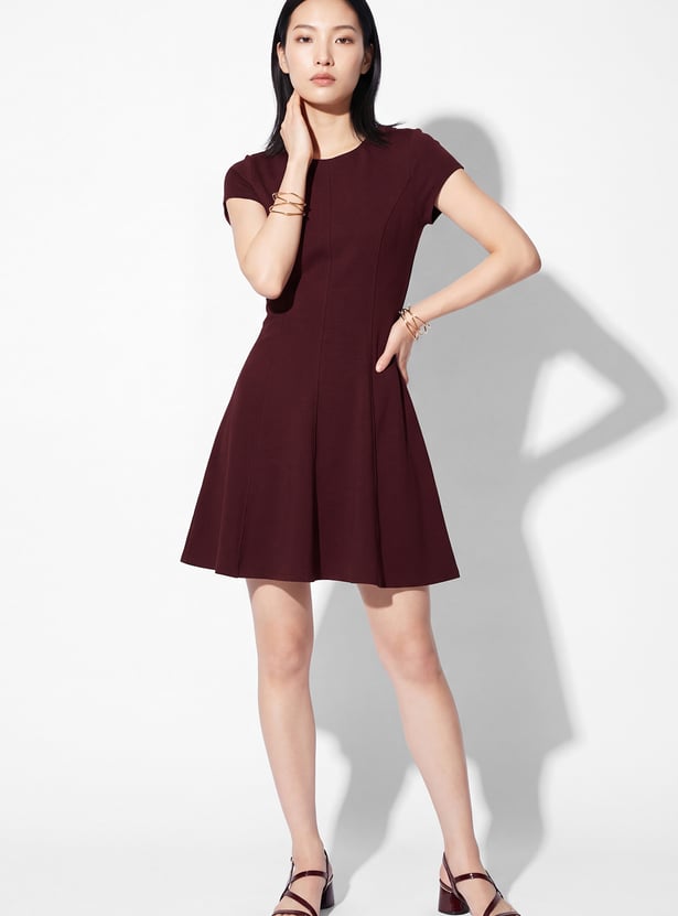 Women Solid Fit & Flare Dress