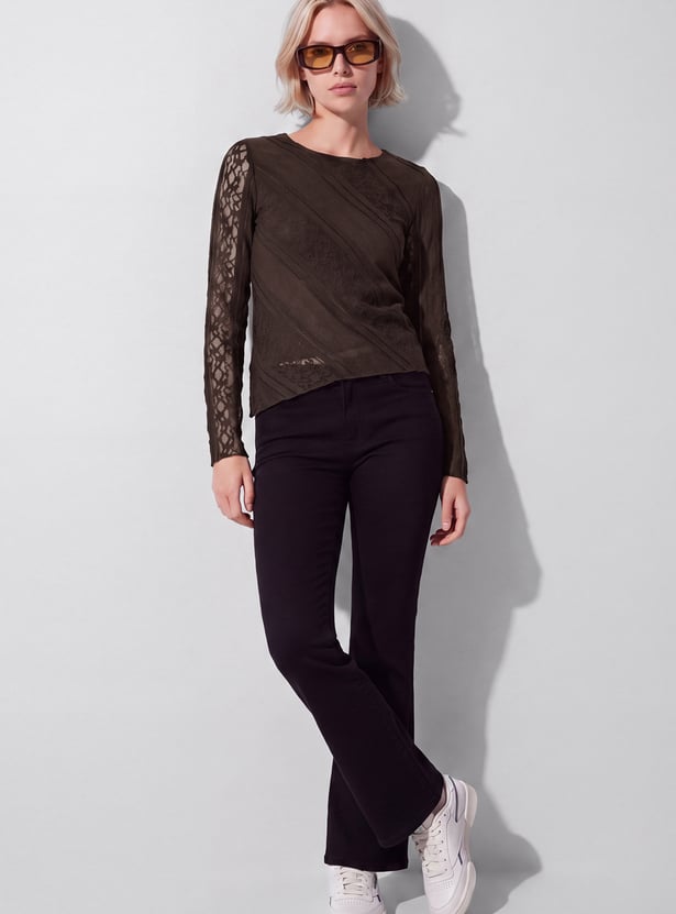 URB_N Women Lace Asymmetric Top