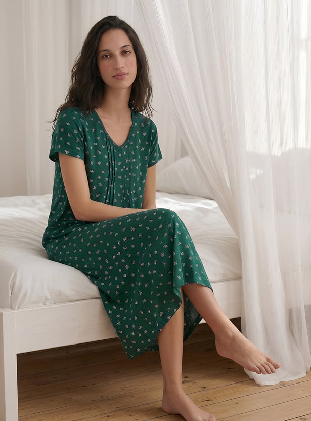 Women Printed Knit Nightgown