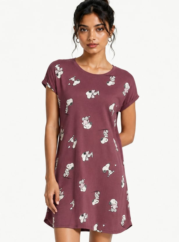Women Snoopy Printed Nightdress