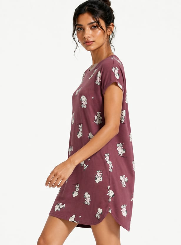 Women Snoopy Printed Nightdress