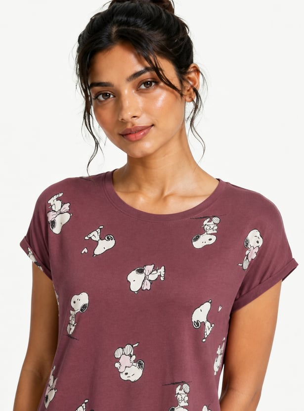 Women Snoopy Printed Nightdress