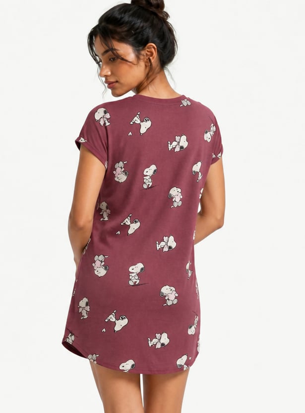 Women Snoopy Printed Nightdress