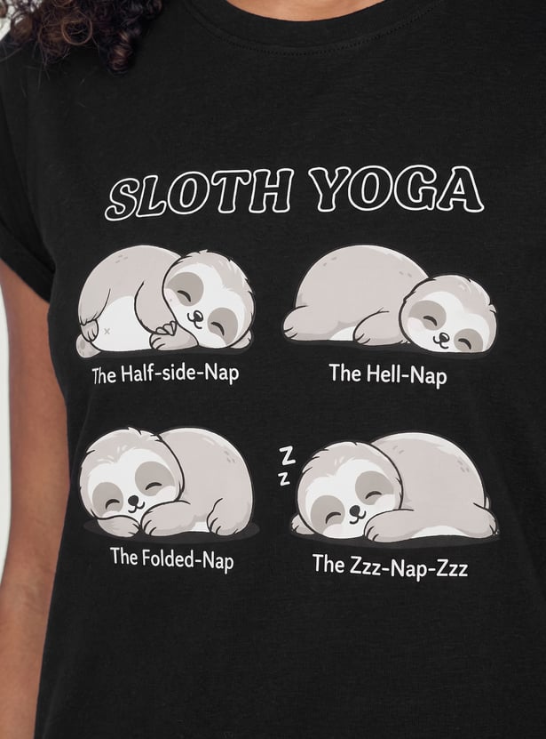Women Sloth Printed Nightdress