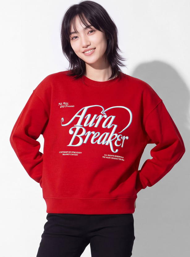 URB_N Women Printed Oversized Sweatshirt