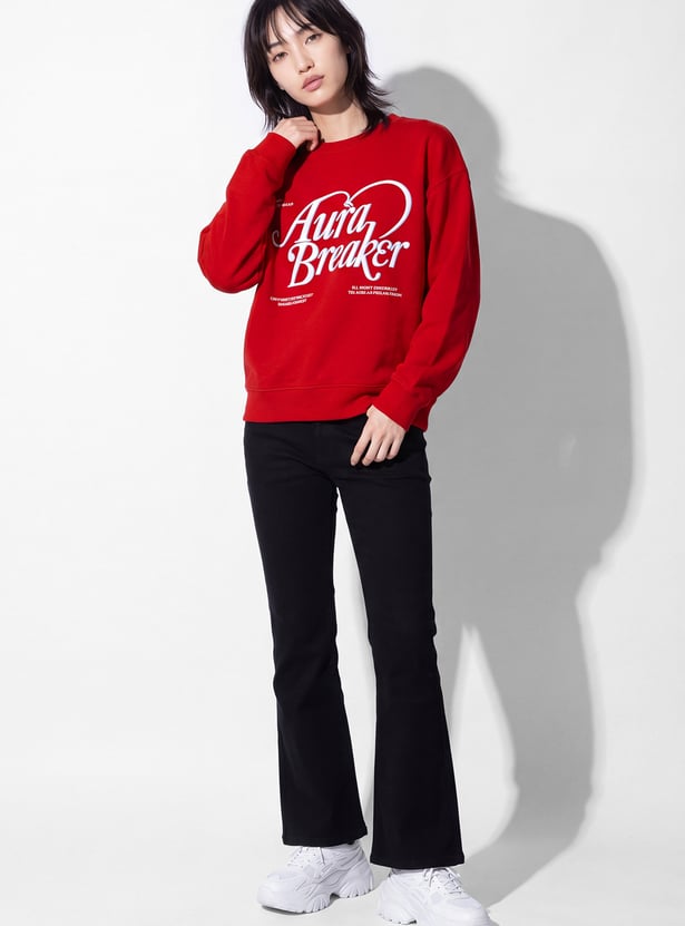 URB_N Women Printed Oversized Sweatshirt