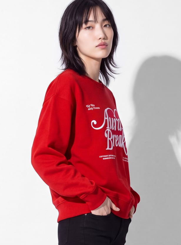 URB_N Women Printed Oversized Sweatshirt