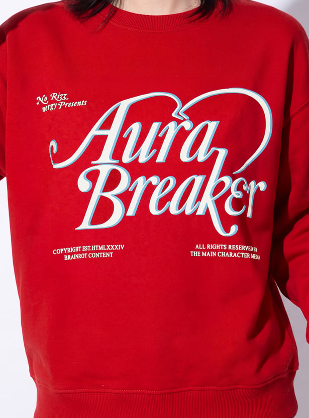 URB_N Women Printed Oversized Sweatshirt