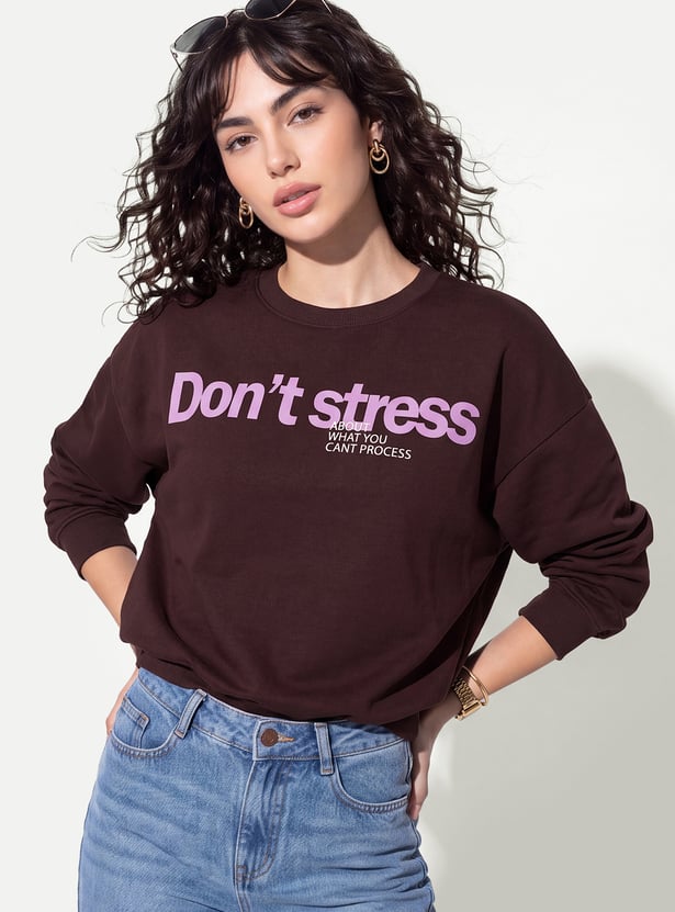Women Typographic Print Pullover Sweatshirt