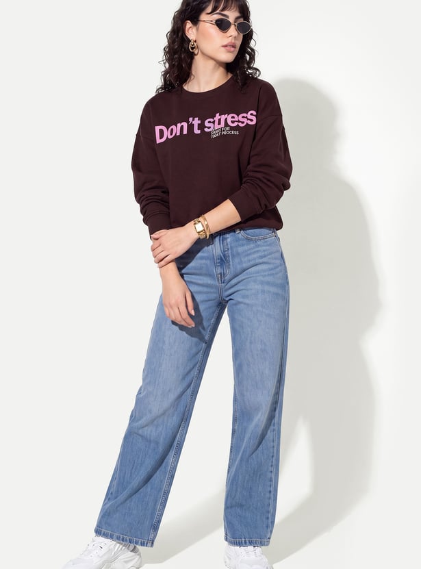 Women Typographic Print Pullover Sweatshirt