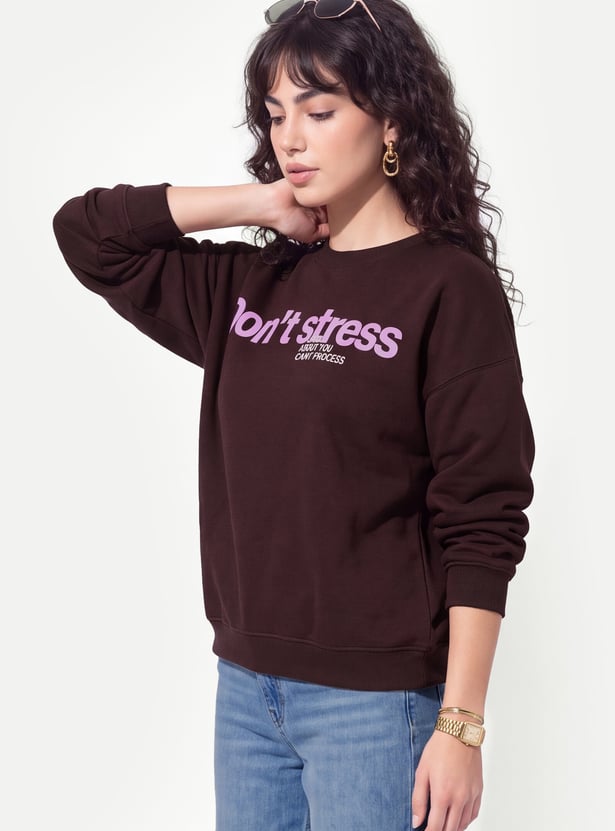 Women Typographic Print Pullover Sweatshirt
