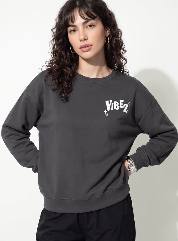 URB_N Women Oversized Printed Sweatshirt