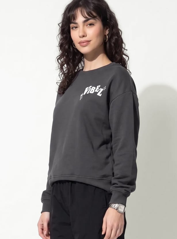URB_N Women Oversized Printed Sweatshirt