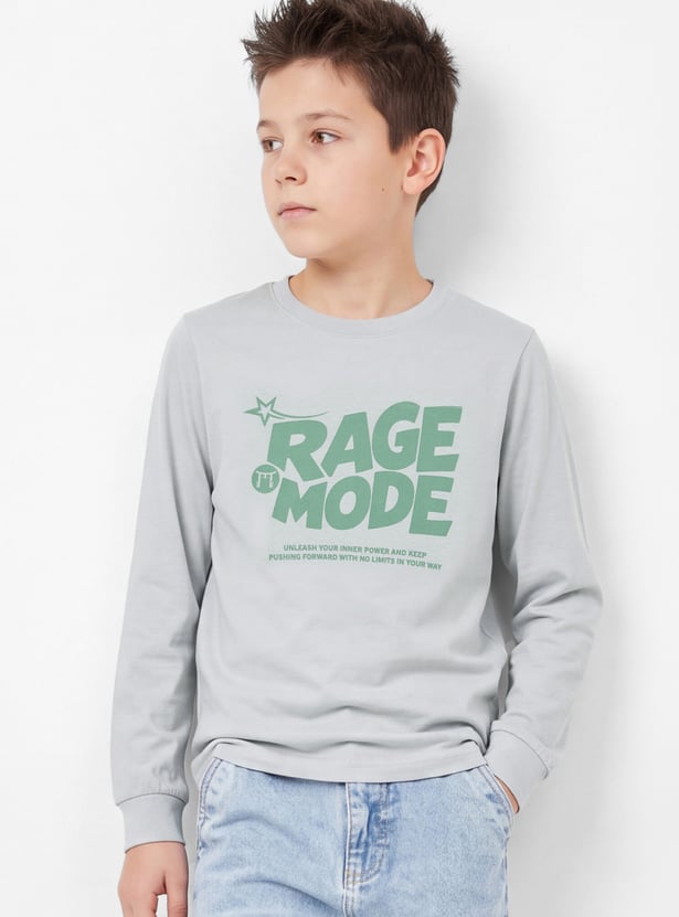 Boys Typography Print T-shirt