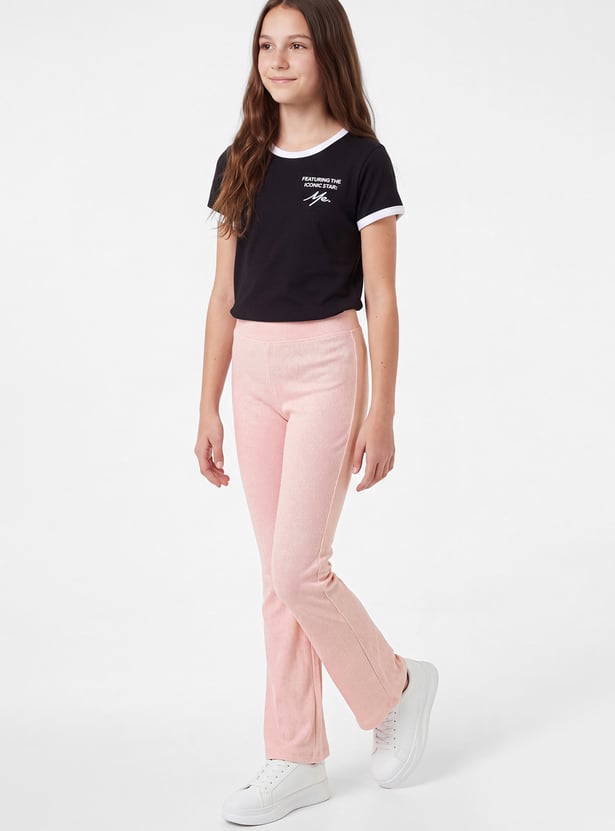 Girls Ribbed Flared Leggings