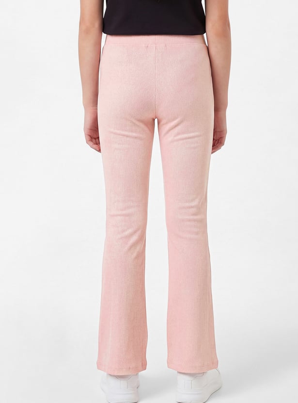 Girls Ribbed Flared Leggings
