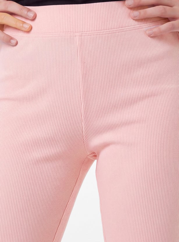 Girls Ribbed Flared Leggings