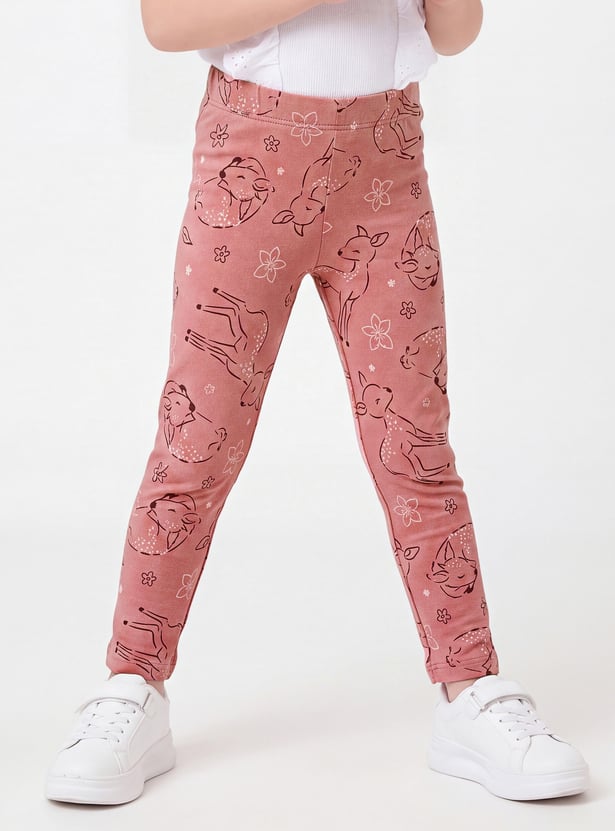 Girls Deer Print Leggings