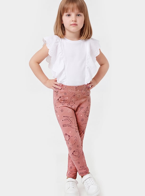 Girls Deer Print Leggings