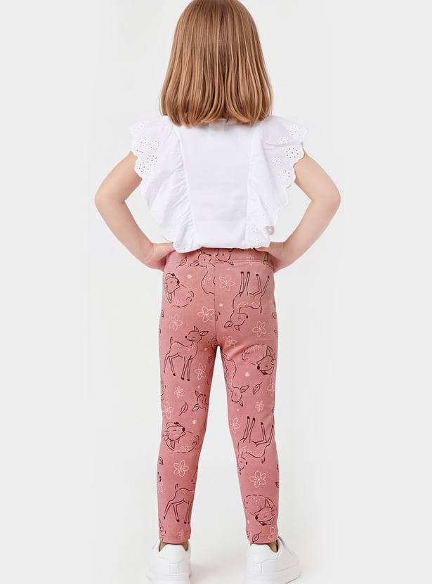 Girls Deer Print Leggings