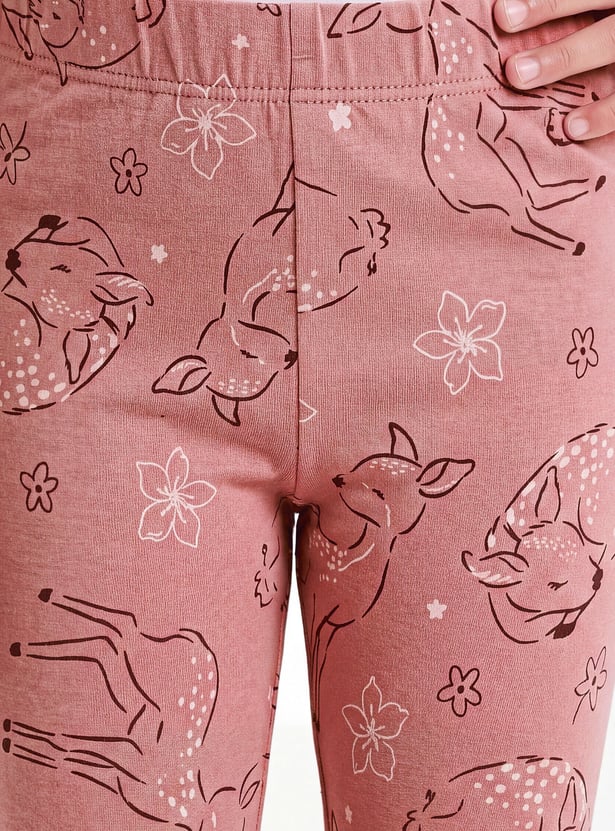 Girls Deer Print Leggings