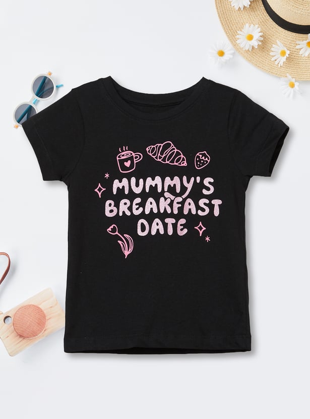 Girls Typography Print T-shirt