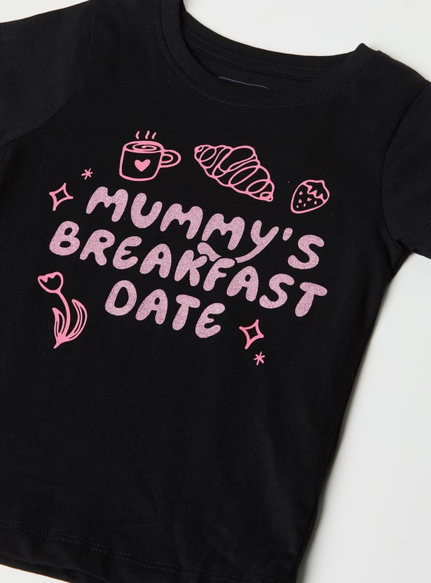 Girls Typography Print T-shirt