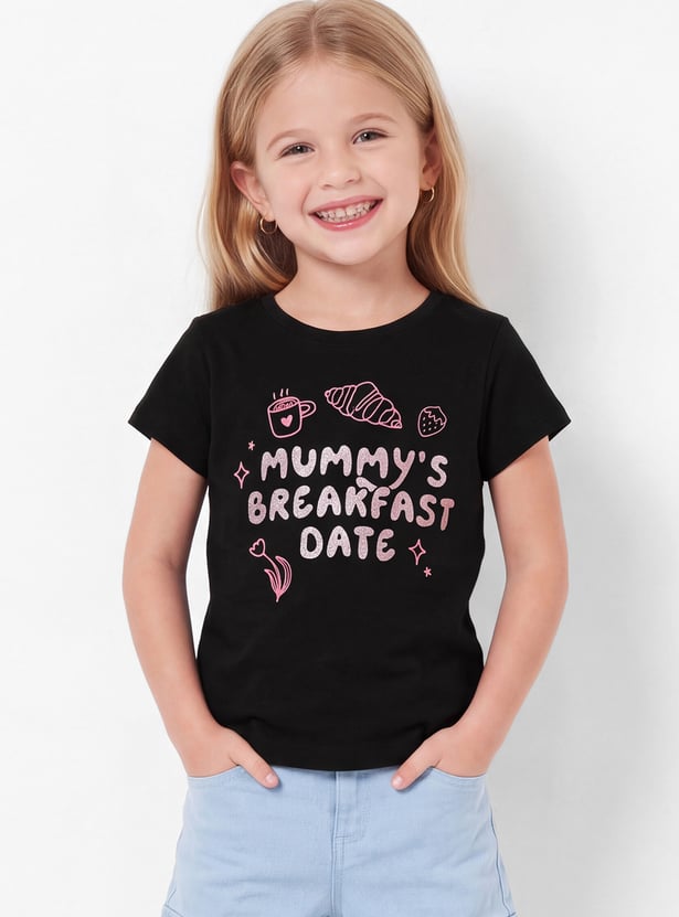 Girls Typography Print T-shirt