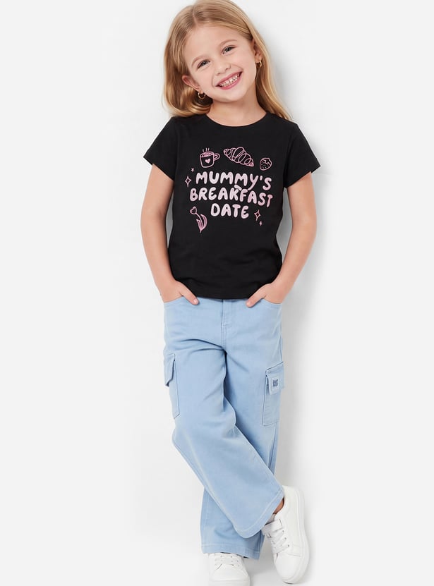 Girls Typography Print T-shirt