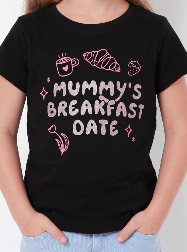 Girls Typography Print T-shirt