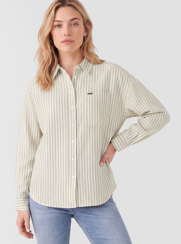 Women Striped Oversized Shirt