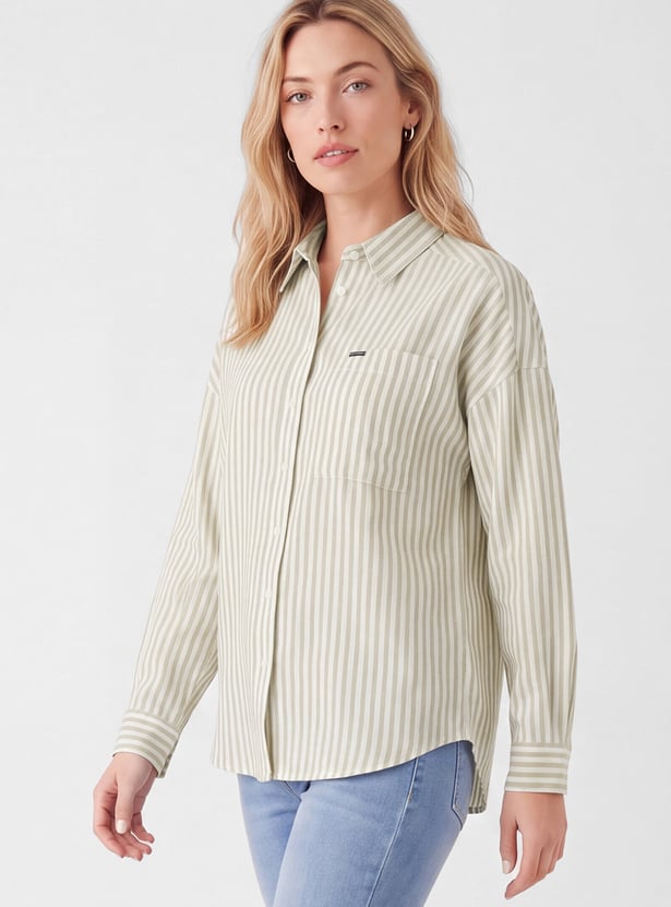 Women Striped Oversized Shirt