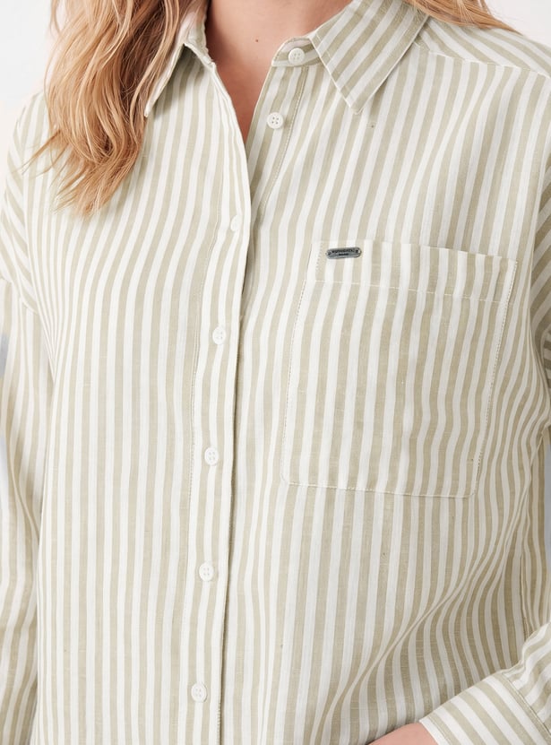Women Striped Oversized Shirt