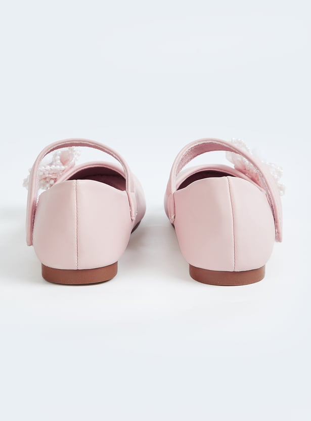 Girls Floral Applique Design Mary Janes
