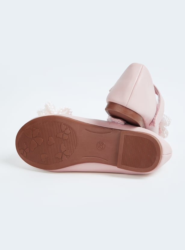 Girls Floral Applique Design Mary Janes