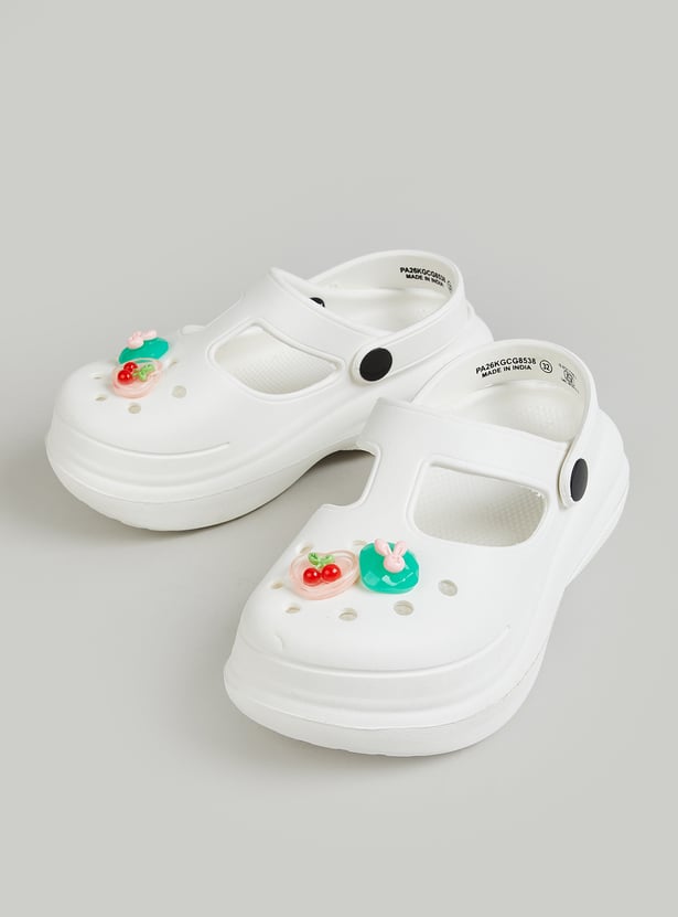 Girls Solid Clogs with Charms
