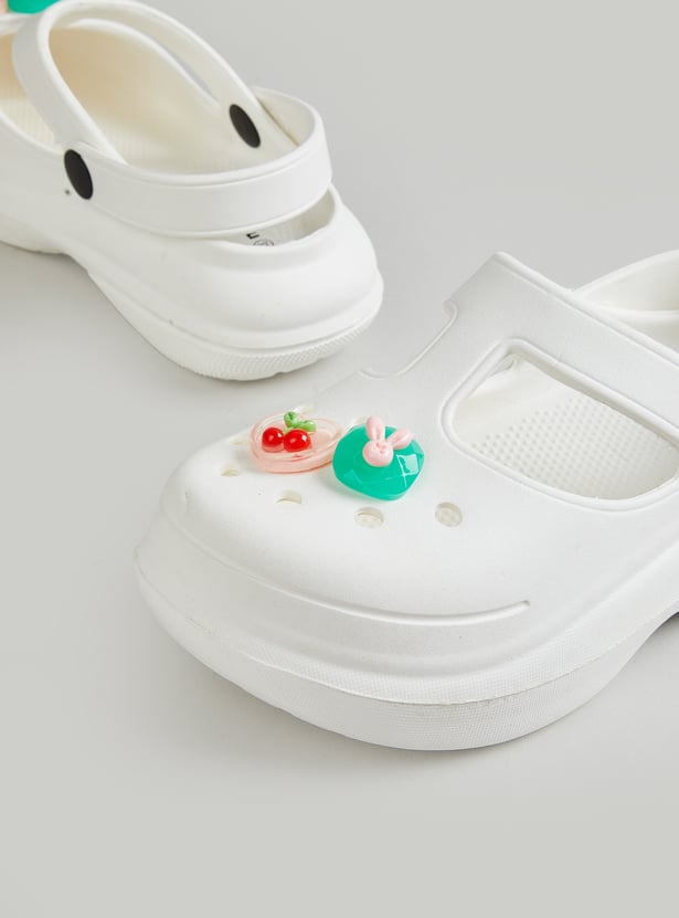 Girls Solid Clogs with Charms