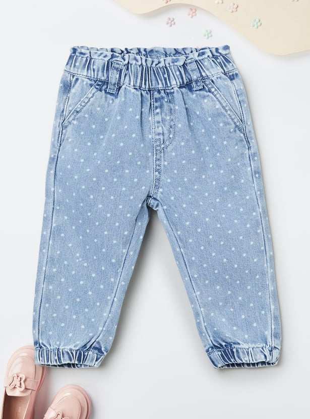 Girls Polka Dot Denim Joggers
