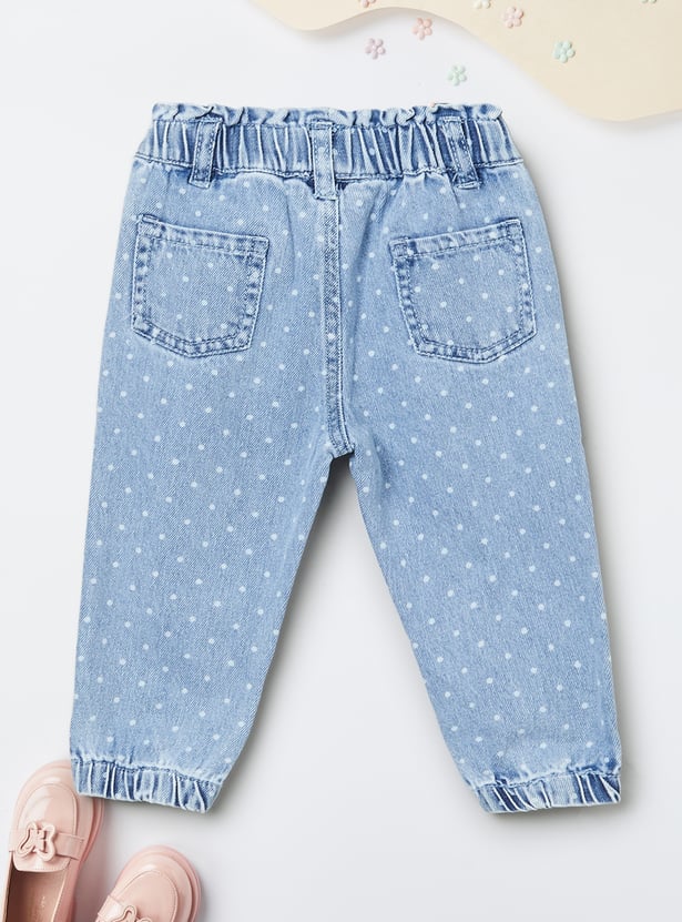 Girls Polka Dot Denim Joggers