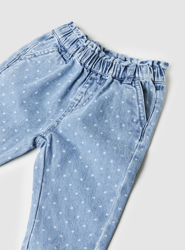 Girls Polka Dot Denim Joggers