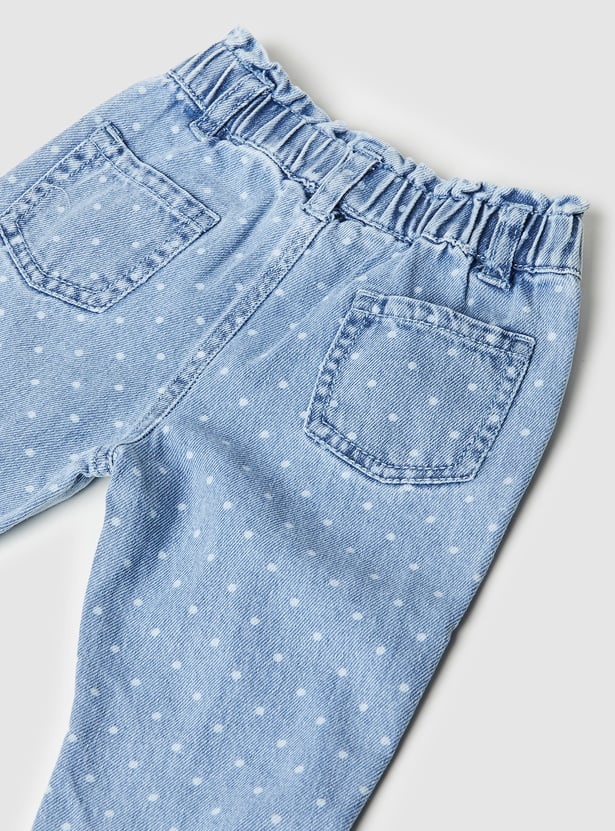 Girls Polka Dot Denim Joggers